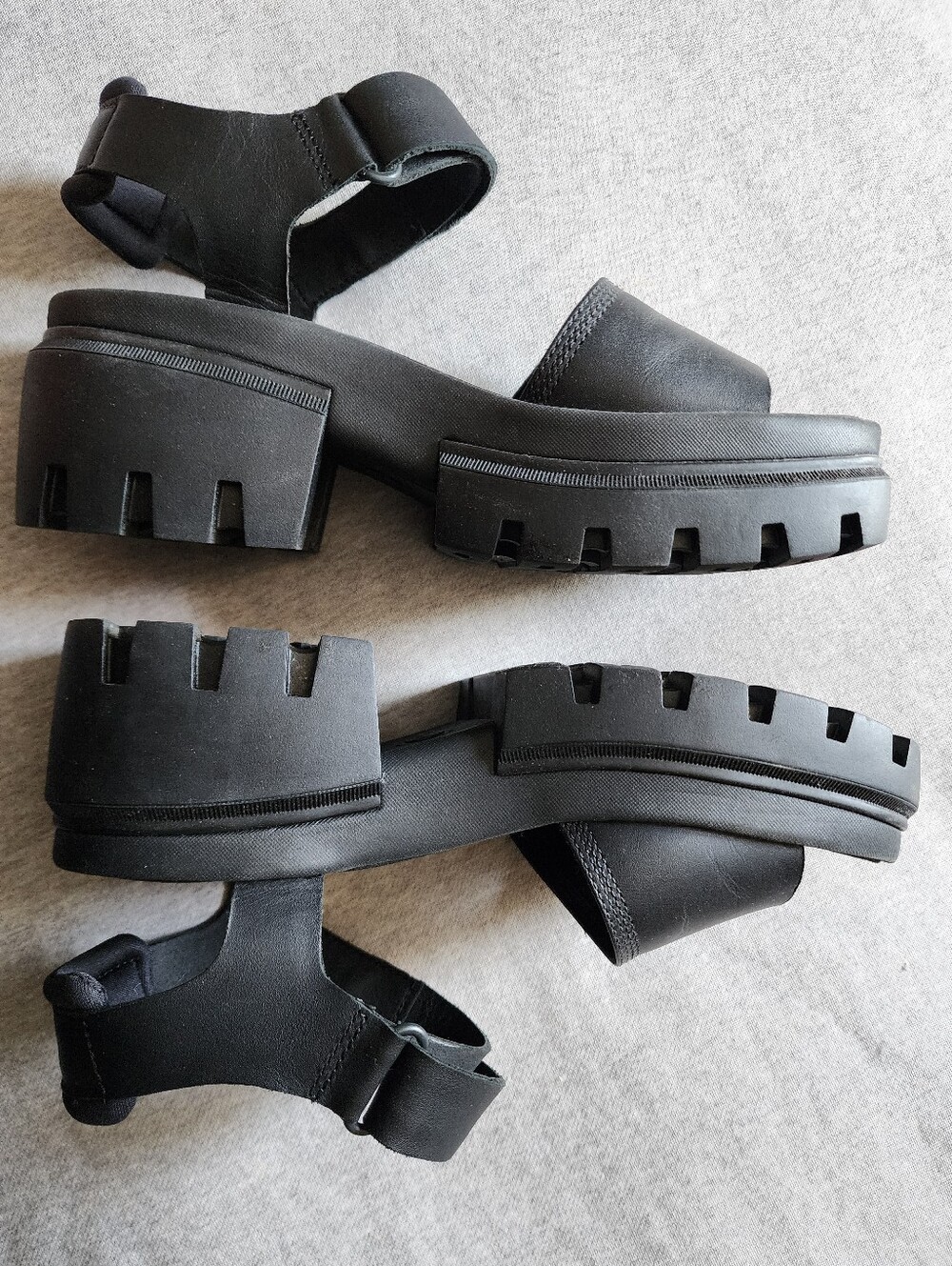 Timberland Black Platform Leather Sandals Size 8 US - Picture 3 of 7